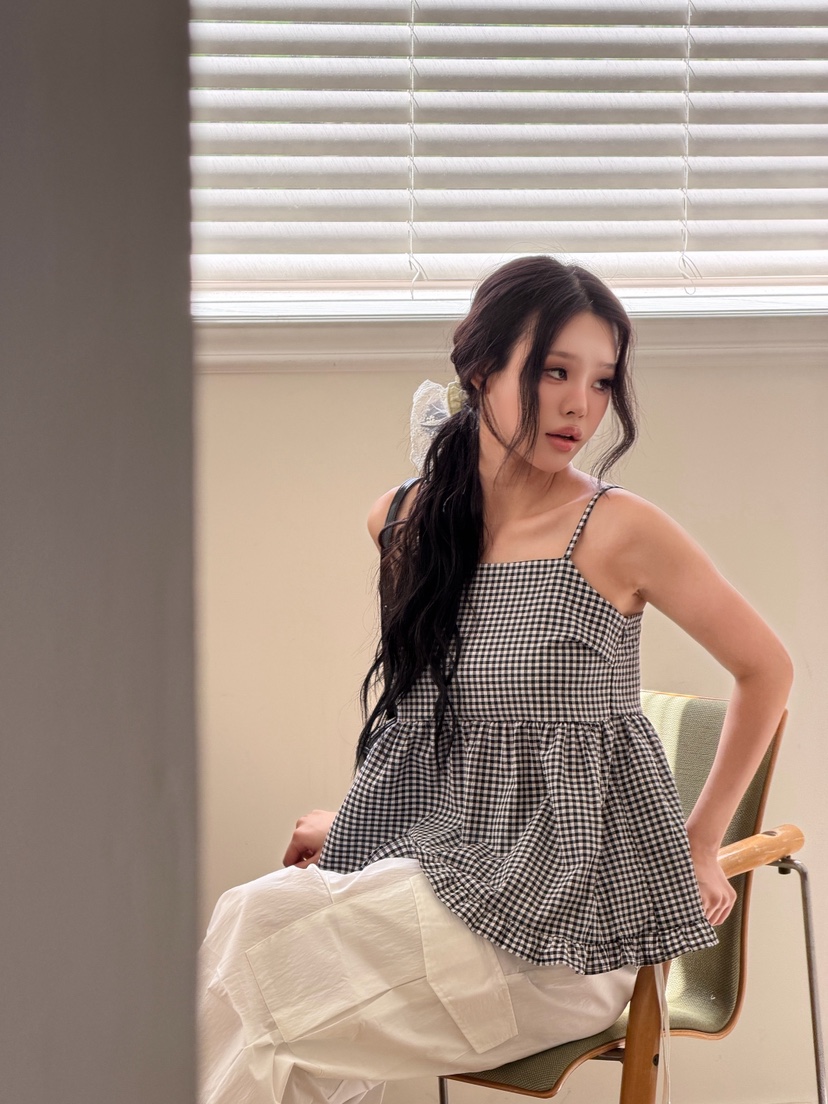 ZITTEN韓國代購女士新款推薦熱賣人氣休閑時尚吊帶背心格子ZITTEN吊帶/背心