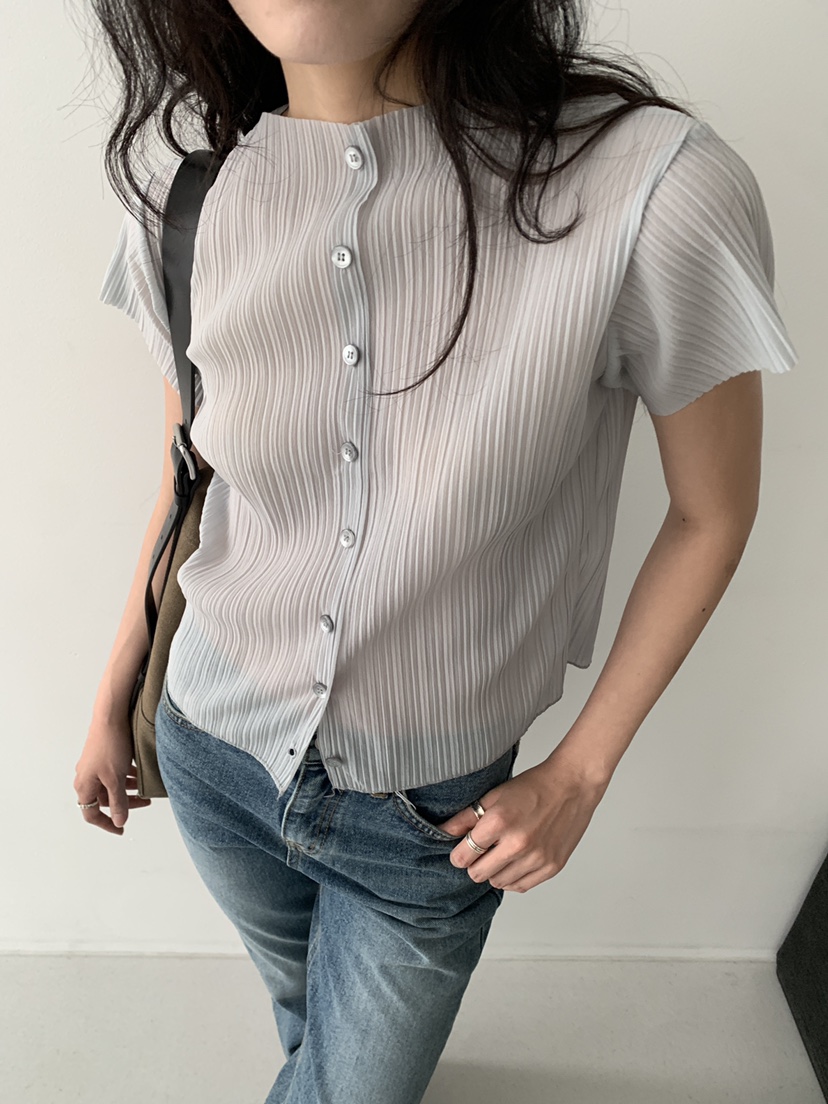 MURMUR東大門實拍韓國女士新款職業熱賣襯衫蕾絲衫褶裥開衫MURMUR襯衫/蕾絲衫