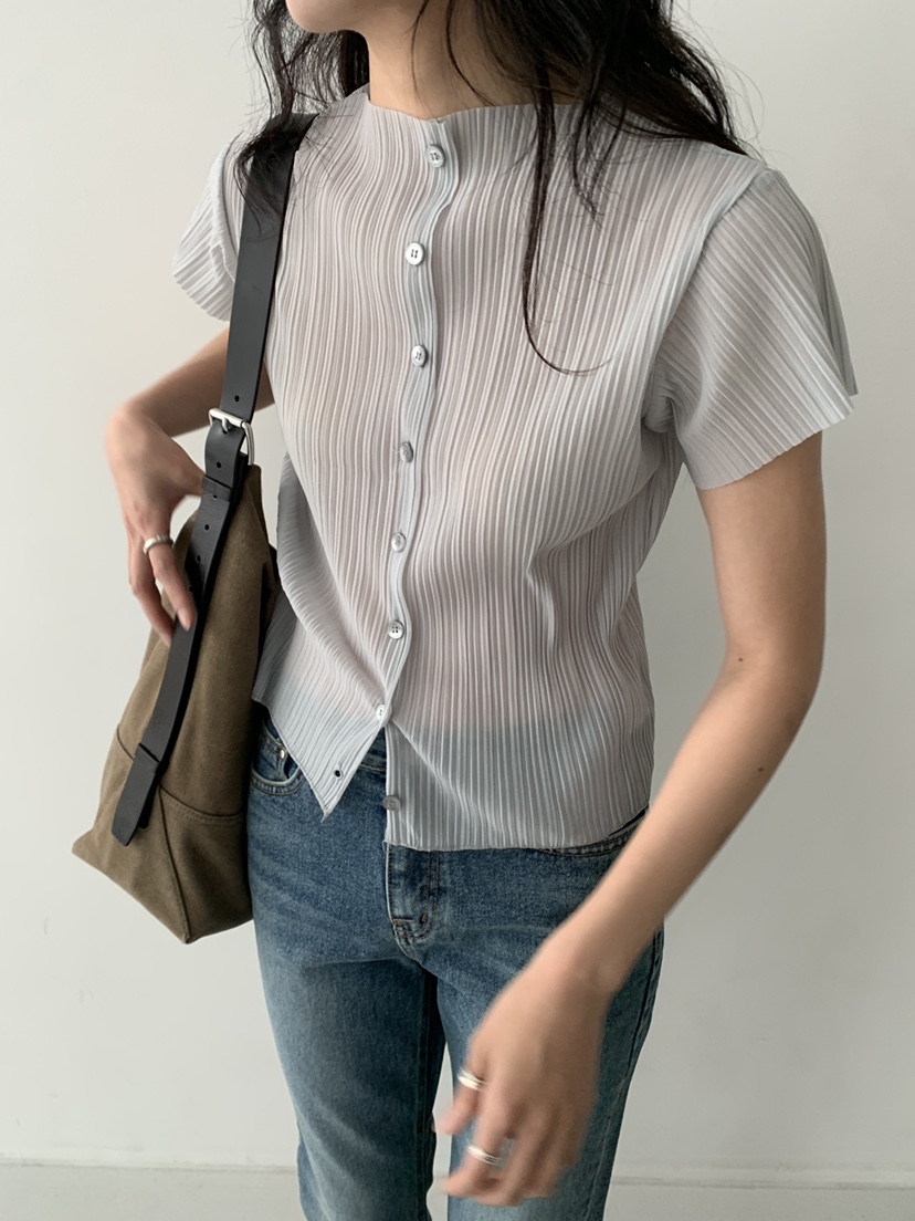 MURMUR東大門實拍韓國女士新款職業熱賣襯衫蕾絲衫褶裥開衫MURMUR襯衫/蕾絲衫