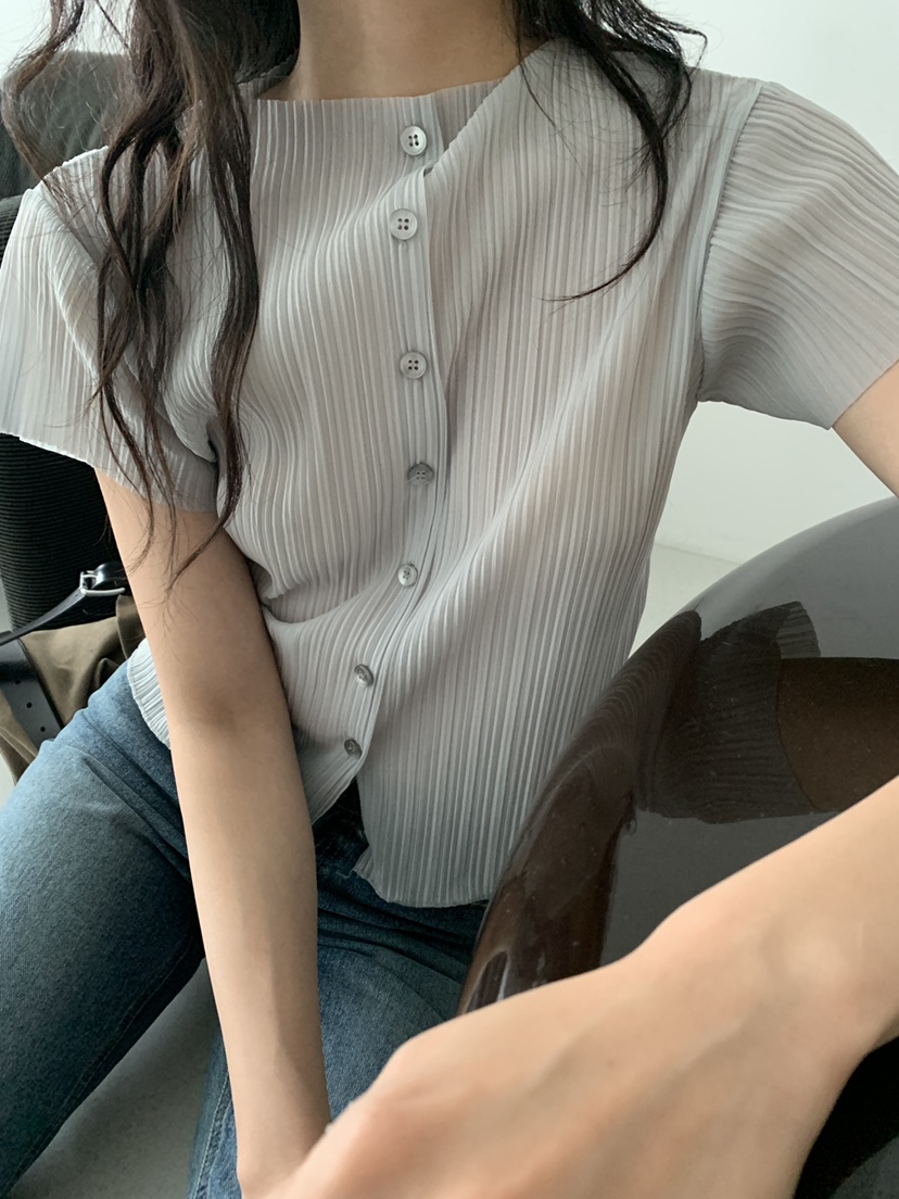 MURMUR東大門實拍韓國女士新款職業熱賣襯衫蕾絲衫褶裥開衫MURMUR襯衫/蕾絲衫