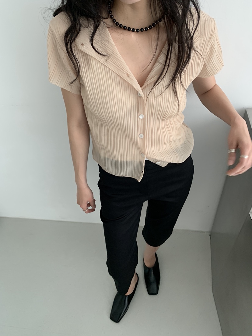 MURMUR東大門實拍韓國女士新款職業熱賣襯衫蕾絲衫褶裥開衫MURMUR襯衫/蕾絲衫