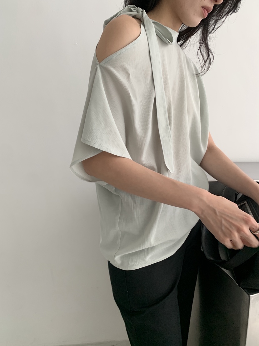 MURMUR韓國直郵女裝新款26夏季人氣休閑襯衫蕾絲衫不對稱MURMUR襯衫/蕾絲衫