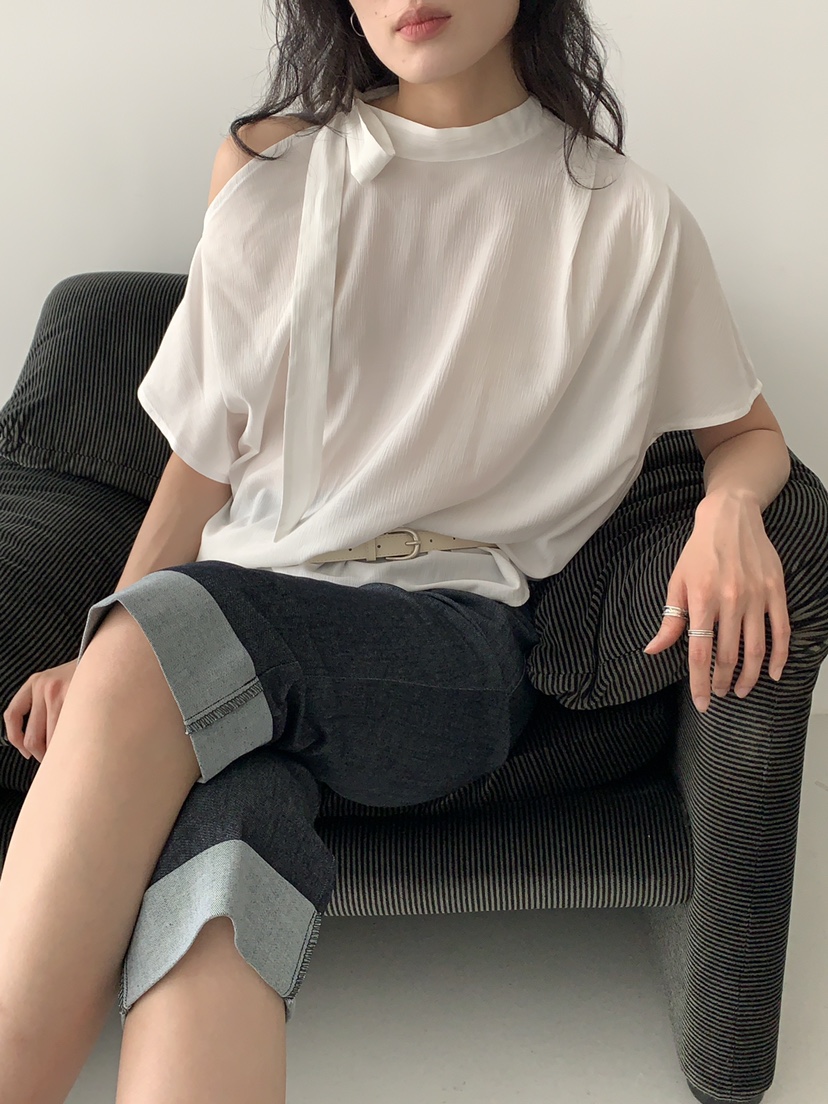 MURMUR韓國直郵女裝新款26夏季人氣休閑襯衫蕾絲衫不對稱MURMUR襯衫/蕾絲衫