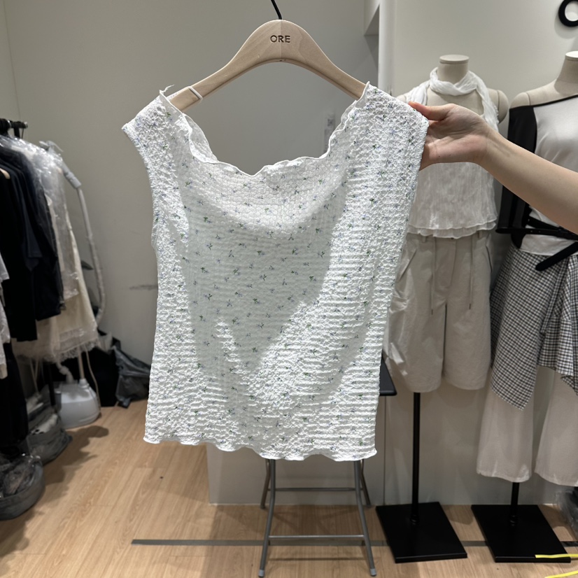 ORE-P韓國東大門代購女士新品職業休閑推薦吊帶背心花朵ORE吊帶/背心圖色1綠花