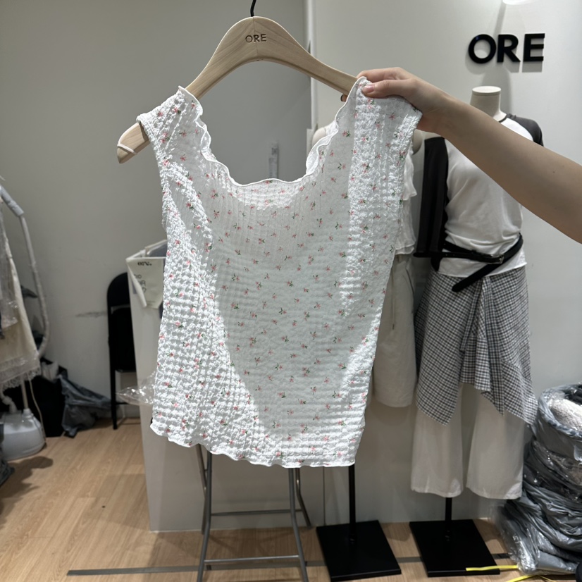 ORE-P韓國東大門代購女士新品職業休閑推薦吊帶背心花朵ORE吊帶/背心圖色2紅花