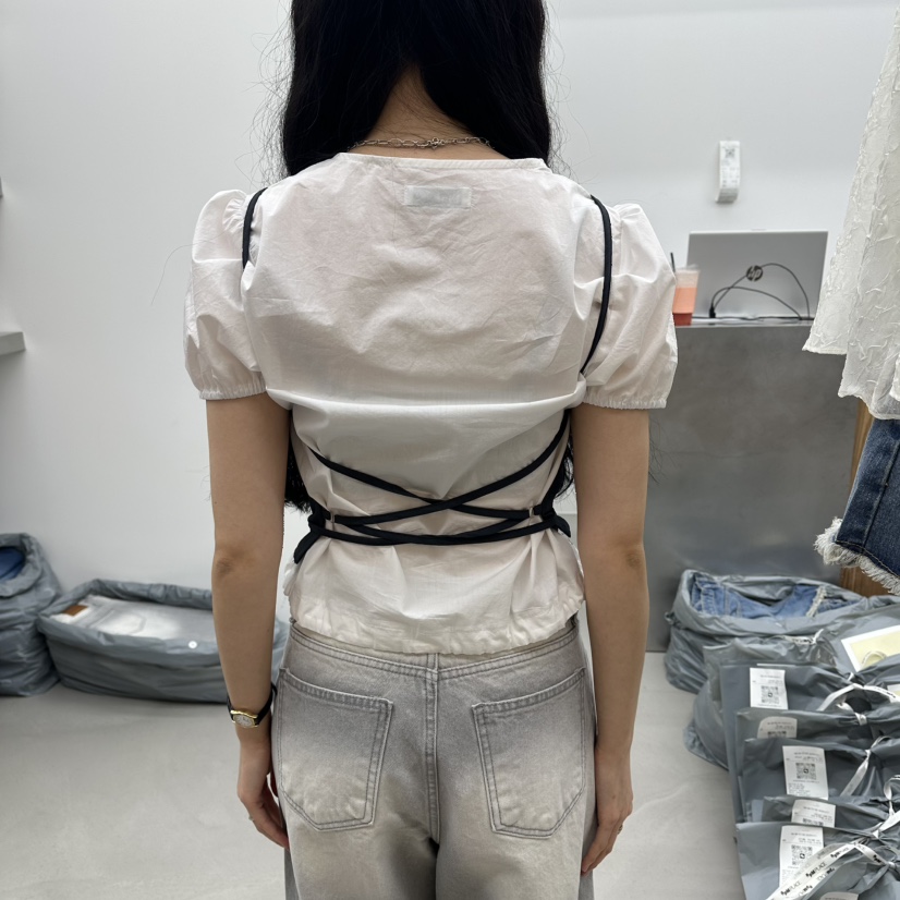 ENHANCE韓國直郵實拍女裝新品休閑熱賣吊帶背心不含內搭紐扣ENHANCE/HOPESMORE吊帶/背心