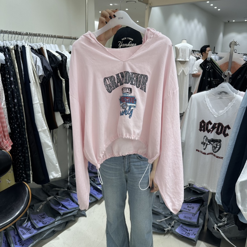 BENE韓國東大門代購女士新品26夏季休閑職業衛衣連帽衫亞麻BENE衛衣圖色1