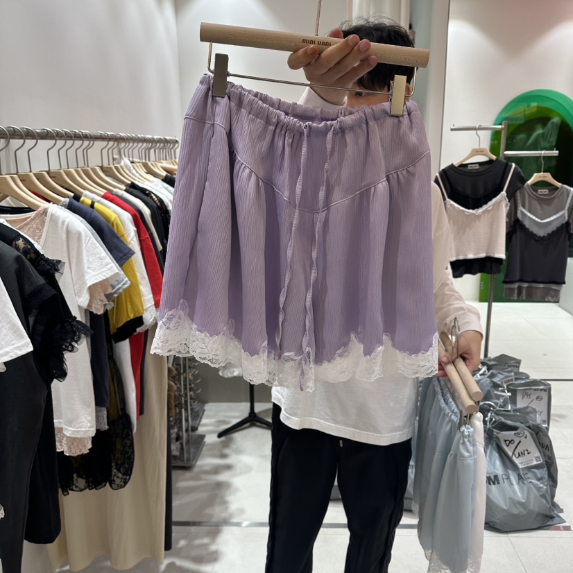 MINI UNNI韓國代購女士新品職業熱賣推薦休閑短褲蕾絲褶裥MINI UNNI短褲圖色3
