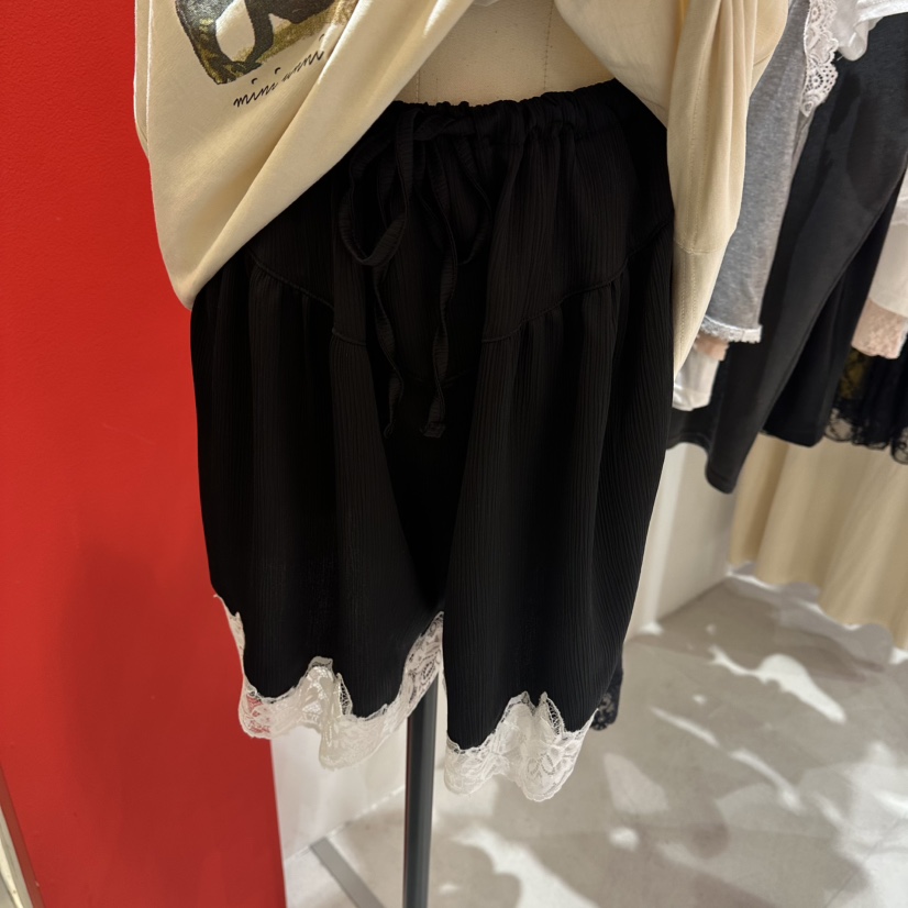 MINI UNNI韓國代購女士新品職業熱賣推薦休閑短褲蕾絲褶裥MINI UNNI短褲圖色4