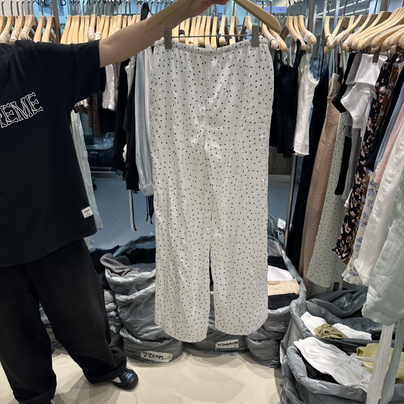 HONG.U韓國直郵實拍女士新品職業休閑26春夏休閑褲圓點緞HONG.U休閑褲
