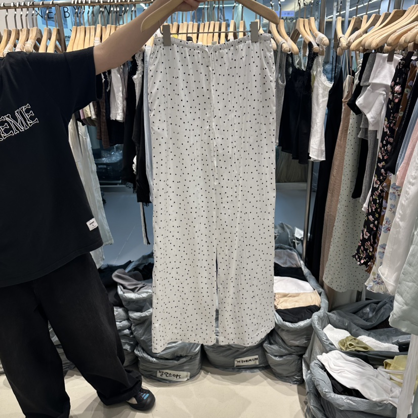 HONG.U韓國直郵實拍女士新品職業休閑26春夏休閑褲圓點緞HONG.U休閑褲圖色2