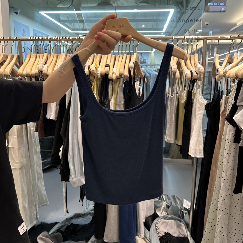 HONG.U韓國代購女士新品推薦時尚人氣熱賣職業26春夏吊帶背心HONG.U吊帶/背心圖色6深藍色