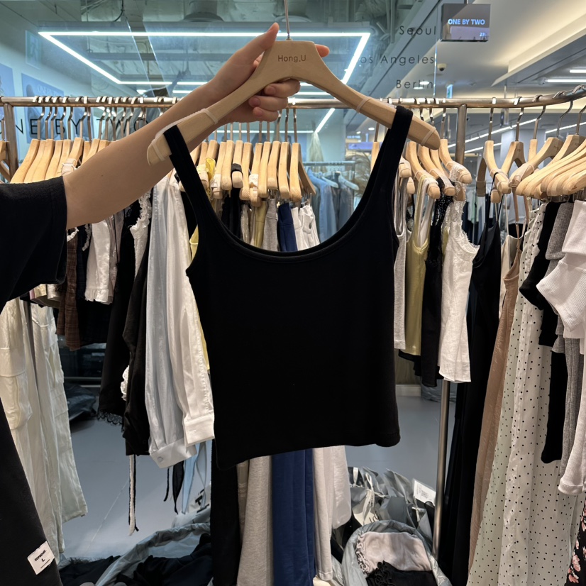 HONG.U韓國代購女士新品推薦時尚人氣熱賣職業26春夏吊帶背心HONG.U吊帶/背心圖色7黑色