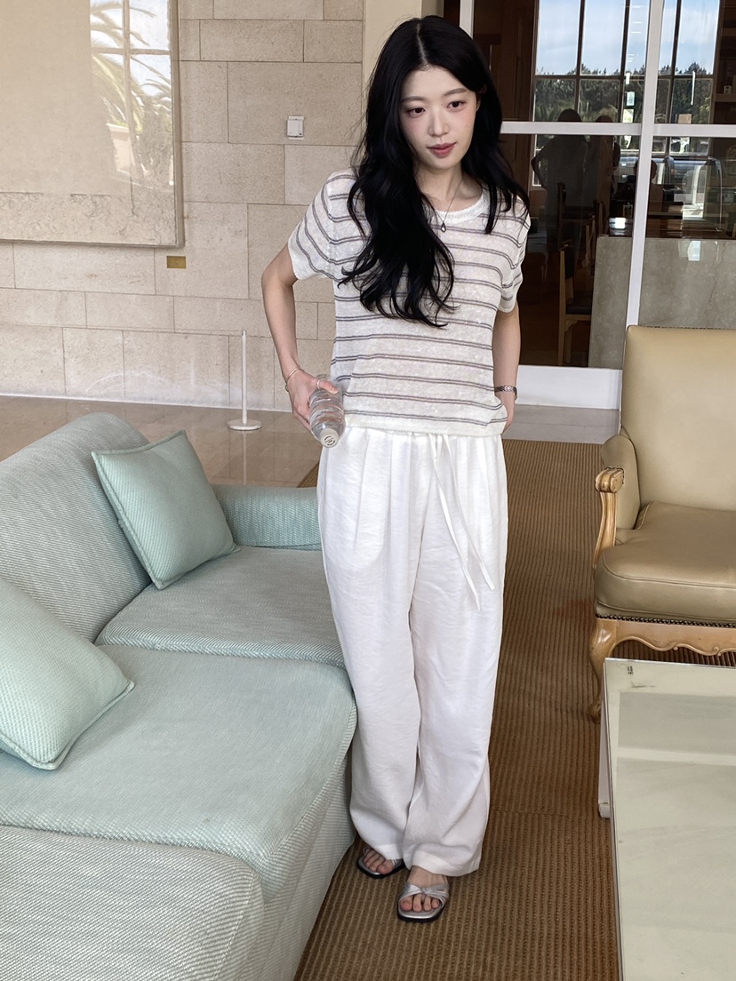 ERUME韓國直郵實拍女裝新款時尚熱賣休閑26夏季休閑褲亞麻布ERUME休閑褲
