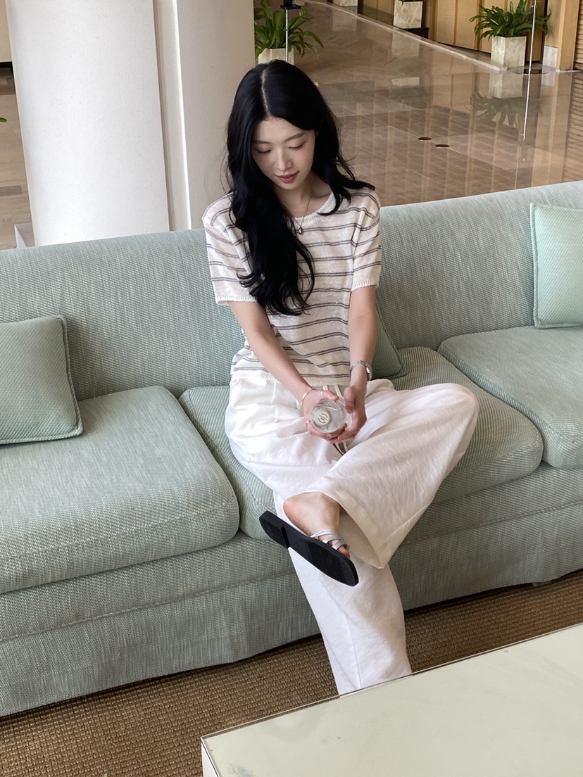 ERUME韓國直郵實拍女裝新款時尚熱賣休閑26夏季休閑褲亞麻布ERUME休閑褲