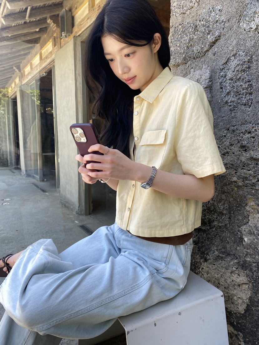 ERUME韓國直郵女士新款26夏季26春夏休閑人氣推薦襯衫蕾絲衫ERUME襯衫/蕾絲衫