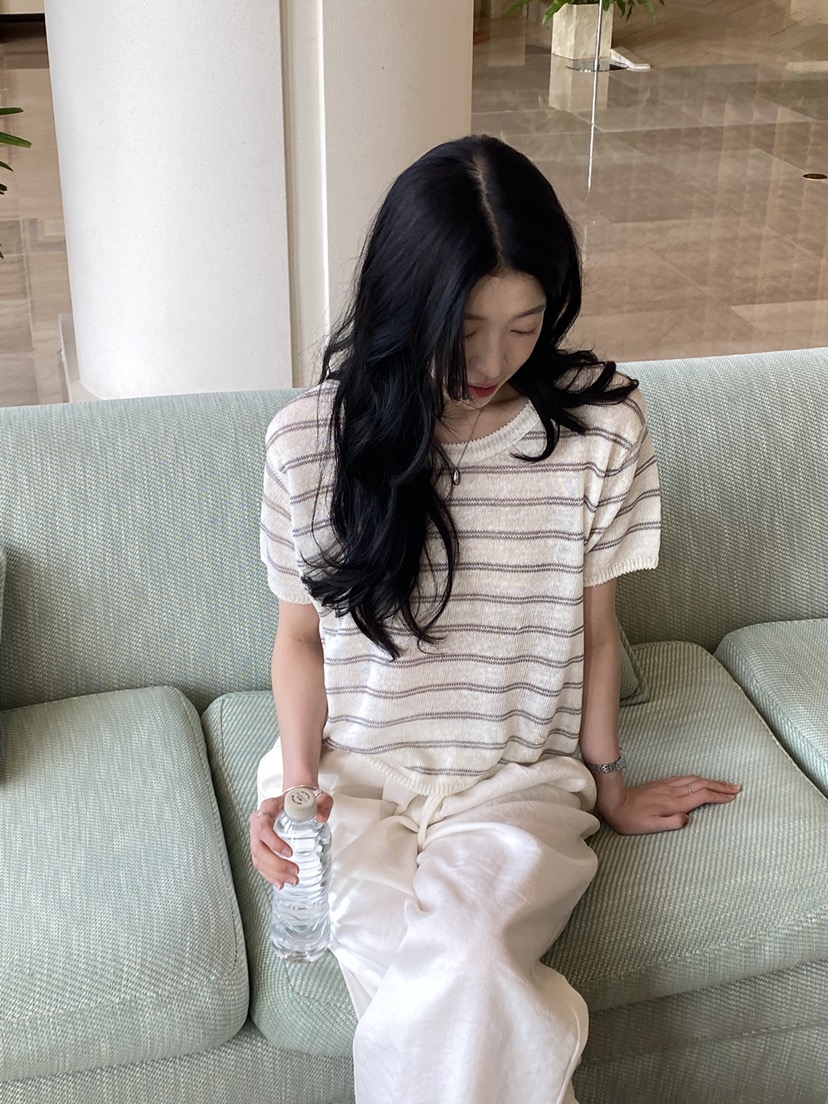 ERUME韓國直郵實拍女士新品人氣時尚26夏季26春夏針織衫亞麻布ERUME針織衫