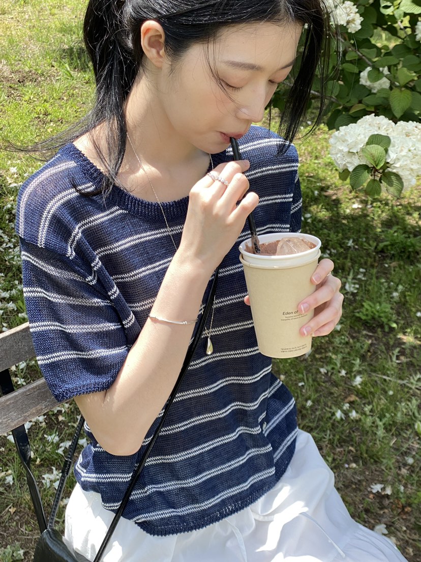 ERUME韓國直郵實拍女士新品人氣時尚26夏季26春夏針織衫亞麻布ERUME針織衫