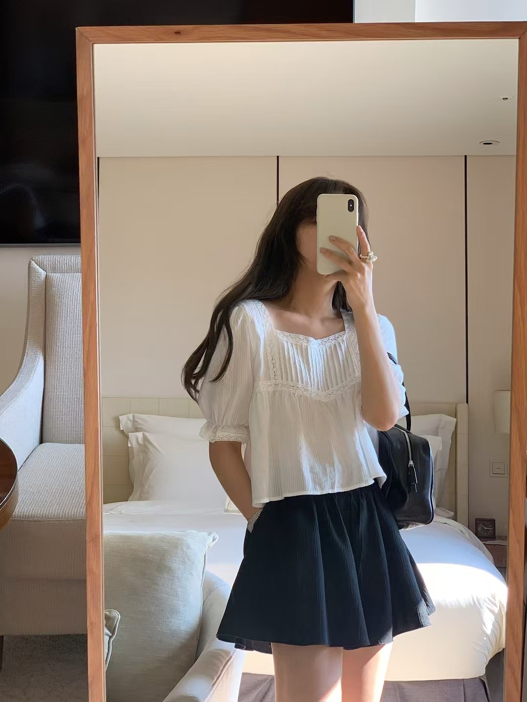 LITER韓國代購女裝新款熱賣26夏季26春夏職業休閑襯衫蕾絲衫LITER襯衫/蕾絲衫