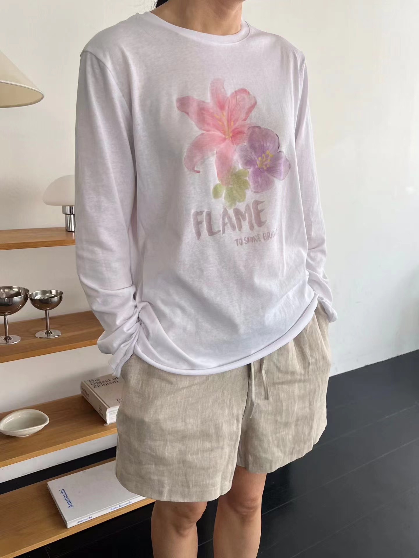 ALOHA-OT韓國直郵女裝新品26春夏職業人氣休閑推薦長袖T恤ALOHA-OT長袖T恤圖色1