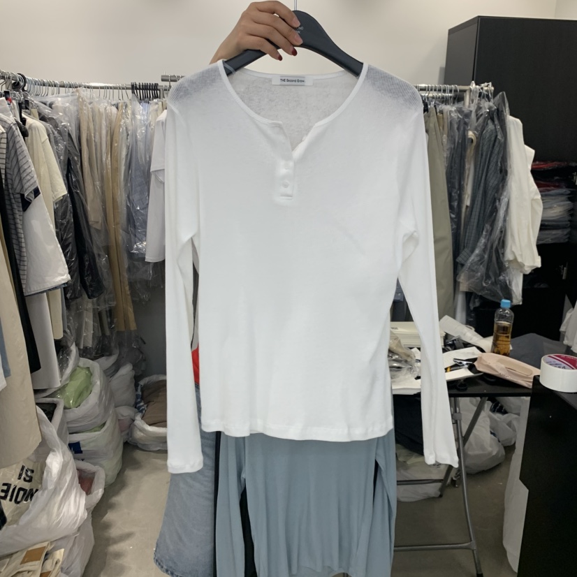 THE SECOND GROW韓國代購女裝新品休閑人氣職業長袖T恤THE SECOND GROW長袖T恤圖色1