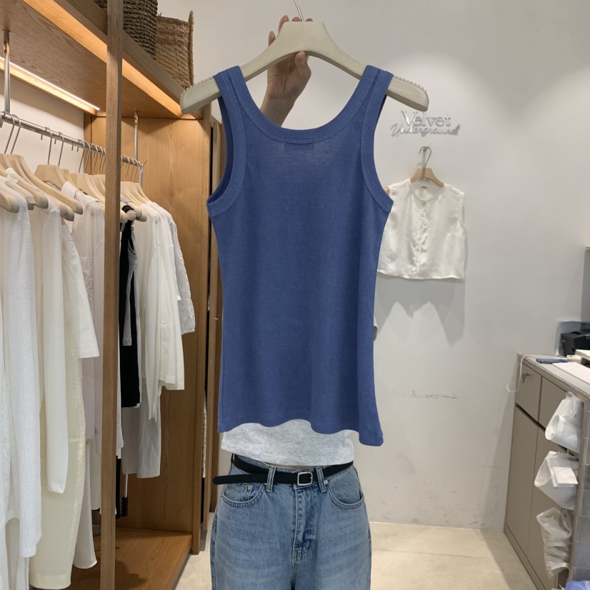 VELVET UNDERGROUND韓國東大門直郵女裝新品時尚吊帶背心紐扣VELVET UNDERGROUND吊帶/背心