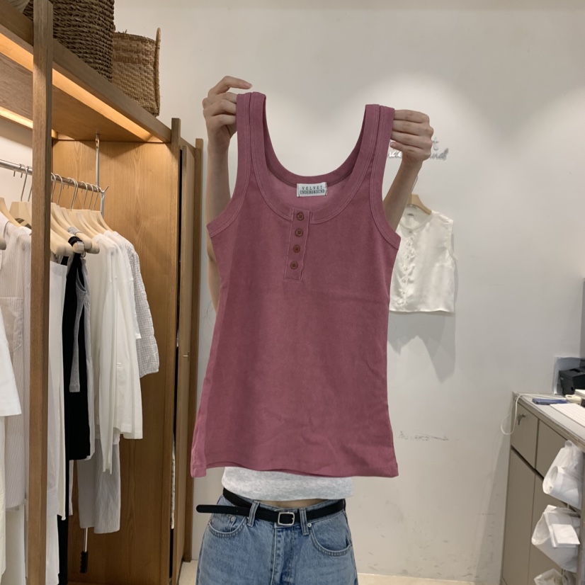 VELVET UNDERGROUND韓國東大門直郵女裝新品時尚吊帶背心紐扣VELVET UNDERGROUND吊帶/背心圖色2