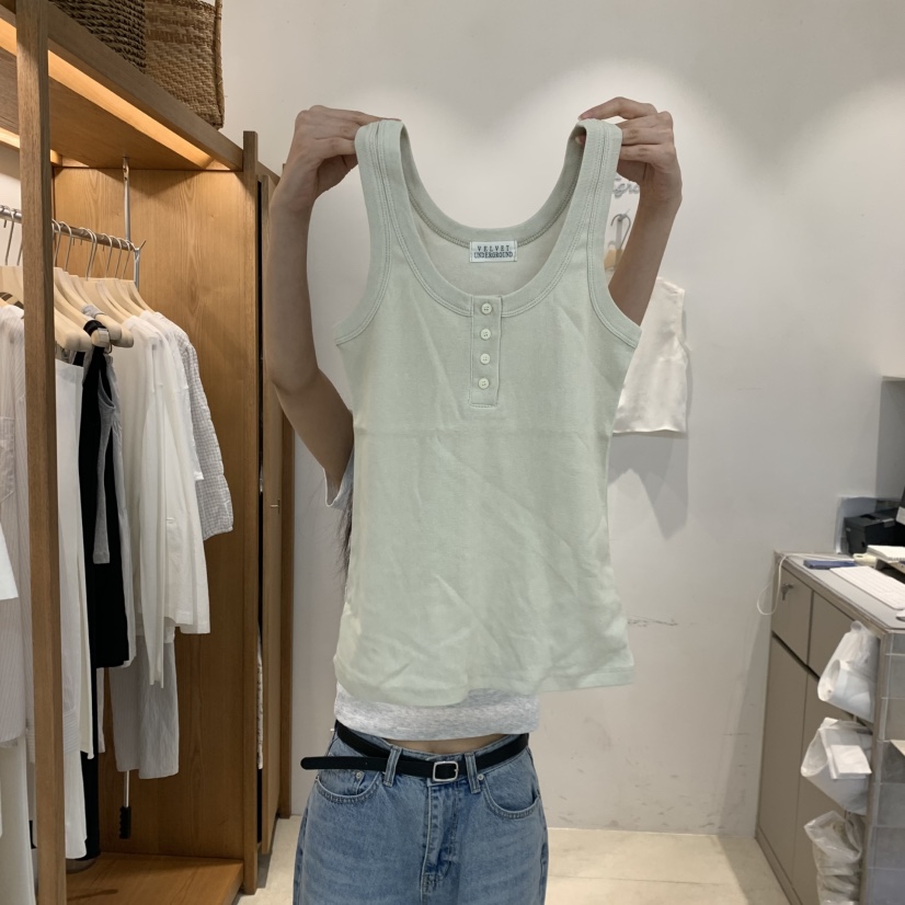 VELVET UNDERGROUND韓國東大門直郵女裝新品時尚吊帶背心紐扣VELVET UNDERGROUND吊帶/背心圖色3