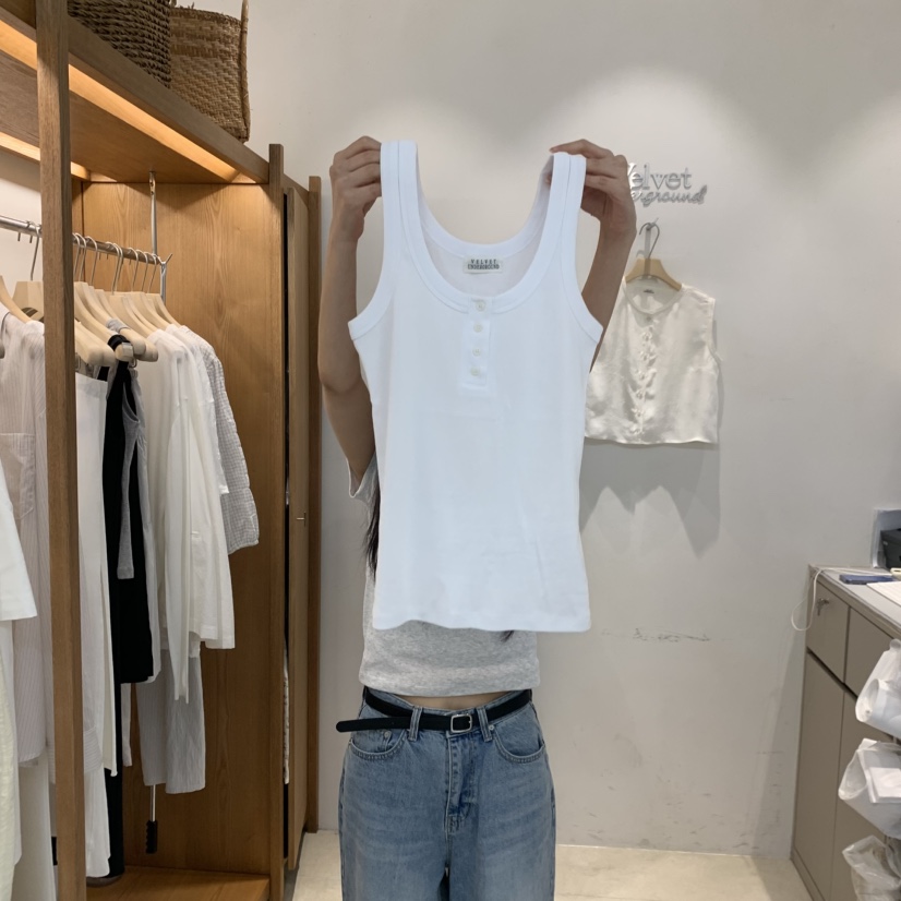 VELVET UNDERGROUND韓國東大門直郵女裝新品時尚吊帶背心紐扣VELVET UNDERGROUND吊帶/背心圖色4
