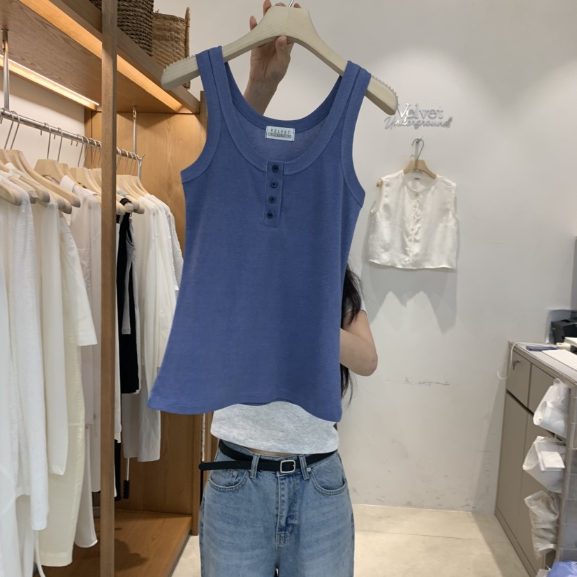VELVET UNDERGROUND韓國東大門直郵女裝新品時尚吊帶背心紐扣VELVET UNDERGROUND吊帶/背心圖色5