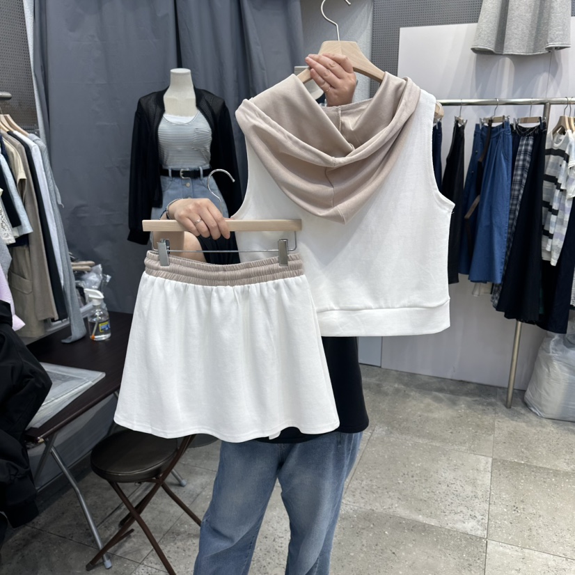 BLOOM韓國直郵女士新品休閑26夏季職業套裝連帽衫套裝撞色BLOOM-Q套裝