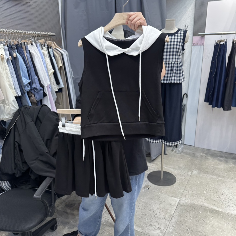 BLOOM韓國直郵女士新品休閑26夏季職業套裝連帽衫套裝撞色BLOOM-Q套裝圖色3