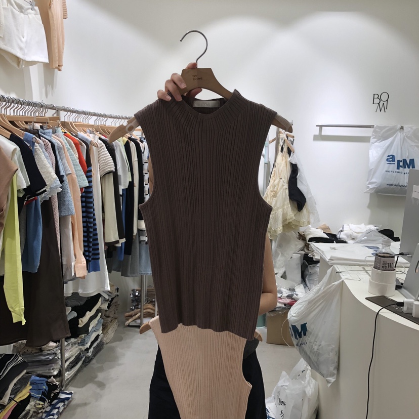 BY BOMI韓國東大門代購女裝新款時尚26夏季吊帶背心高領羅紋BY BOMI吊帶/背心圖色2