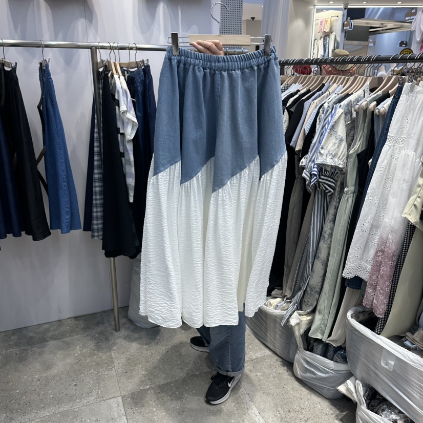 BLOOM韓國代購女士新品26春夏休閑職業人氣熱賣26夏季長裙撞色BLOOM-Q長裙