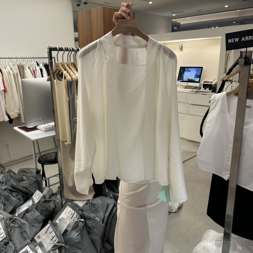 MER韓國直郵女士新品26春夏推薦熱賣職業時尚休閑襯衫蕾絲衫MER/ANGELO BIANCO襯衫/蕾絲衫圖色1