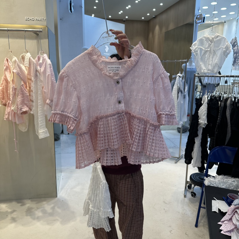 ECHOPARTY韓國代購女裝新品26春夏熱賣休閑時尚襯衫蕾絲衫ECHOPARTY襯衫/蕾絲衫圖色1