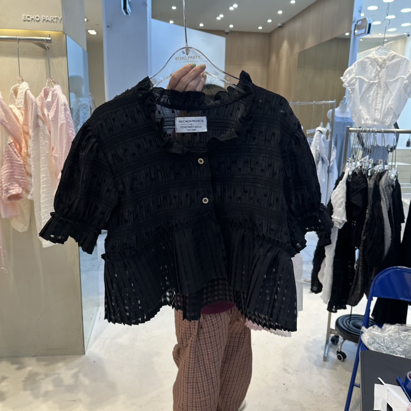 ECHOPARTY韓國代購女裝新品26春夏熱賣休閑時尚襯衫蕾絲衫ECHOPARTY襯衫/蕾絲衫圖色2