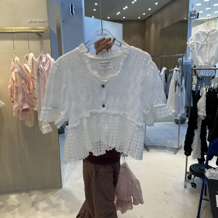 ECHOPARTY韓國代購女裝新品26春夏熱賣休閑時尚襯衫蕾絲衫ECHOPARTY襯衫/蕾絲衫圖色3