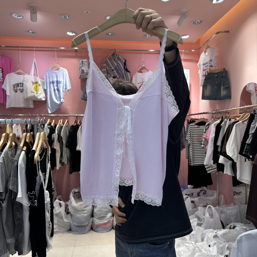 K STORY韓國直郵女士新款推薦休閑人氣26春夏吊帶背心蕾絲K STORY吊帶/背心圖色2