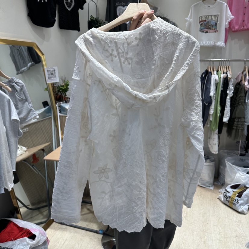 UNDERSTAR_VINTAGE韓國直郵女裝新款26夏季襯衫蕾絲衫連帽衫蕾絲UNDERSTAR_VINTAGE襯衫/蕾絲衫