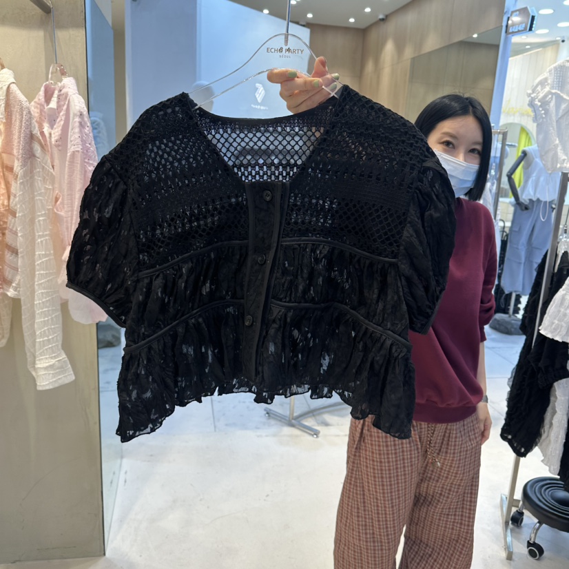 ECHOPARTY韓國直郵女士新品26春夏熱賣推薦時尚襯衫蕾絲衫ECHOPARTY襯衫/蕾絲衫圖色2