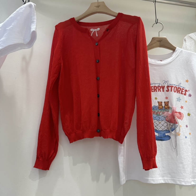 UNDERSTAR_VINTAGE東大門實拍韓國女裝新品休閑針織衫不含內搭透視開衫緞UNDERSTAR_VINTAGE針織衫圖色5