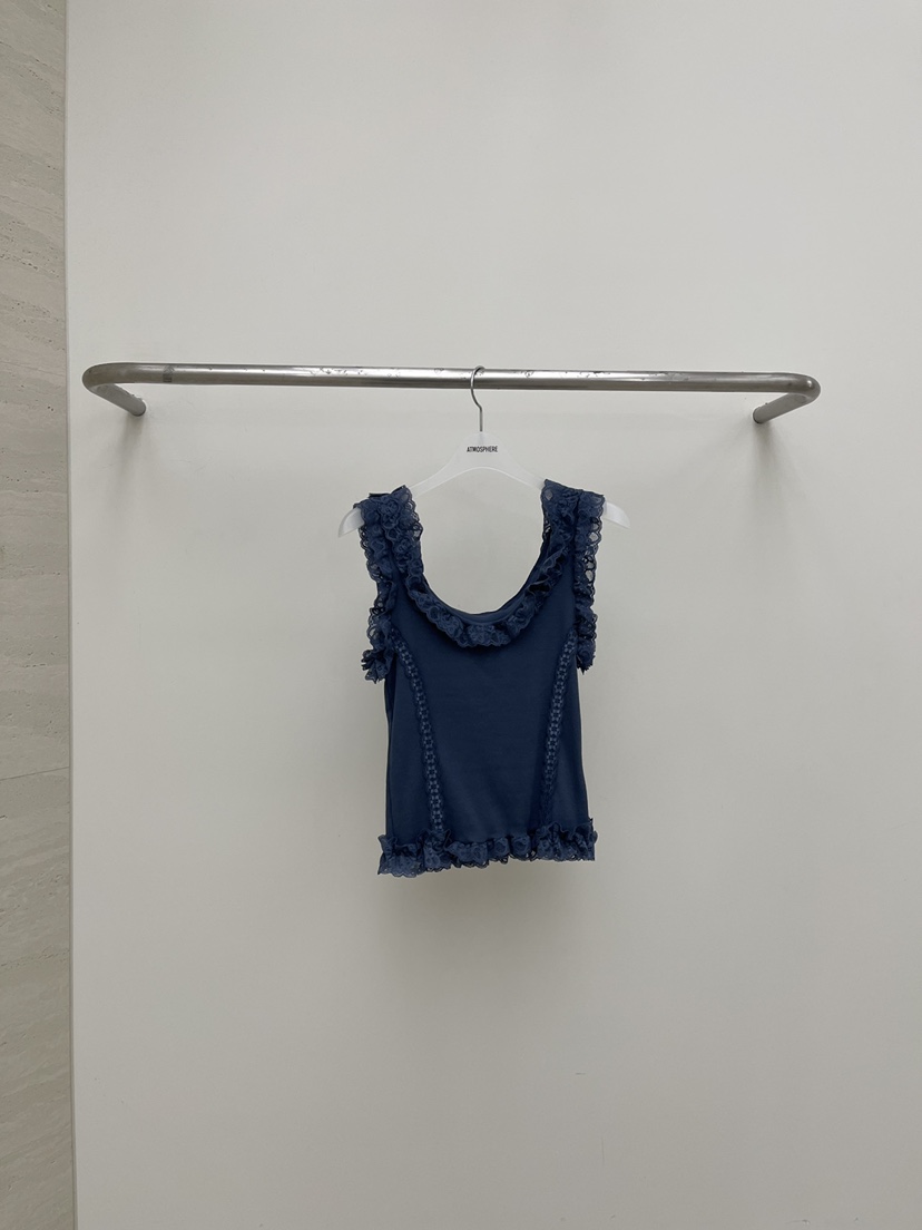 ATMOSPHERE韓國直郵女裝新品推薦休閑人氣職業吊帶背心復古ATMOSPHERE/BLING吊帶/背心圖色2深藍色
