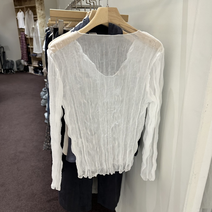 PITA/THEVERLIN韓國直郵實拍女士新品26夏季襯衫蕾絲衫褶皺PITA/THEVERLIN襯衫/蕾絲衫