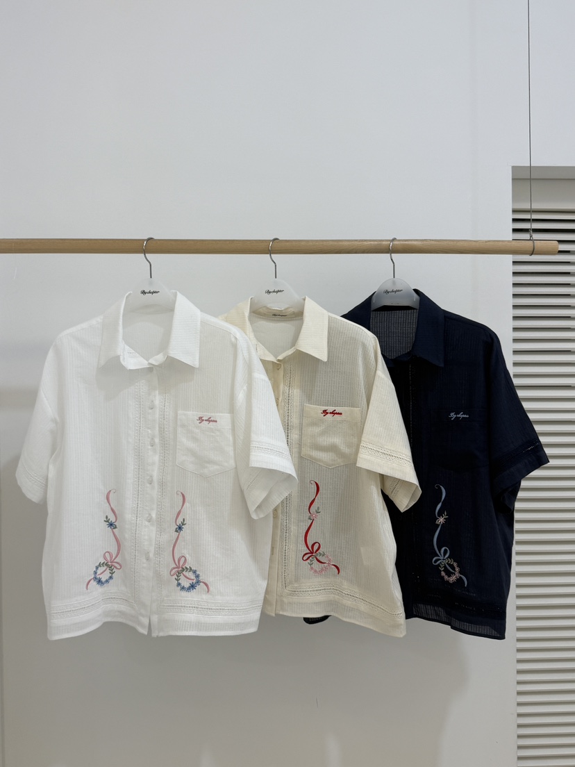 BY CHAPTER韓國代購女士新品熱賣推薦人氣襯衫蕾絲衫刺繡BY Chapter襯衫/蕾絲衫