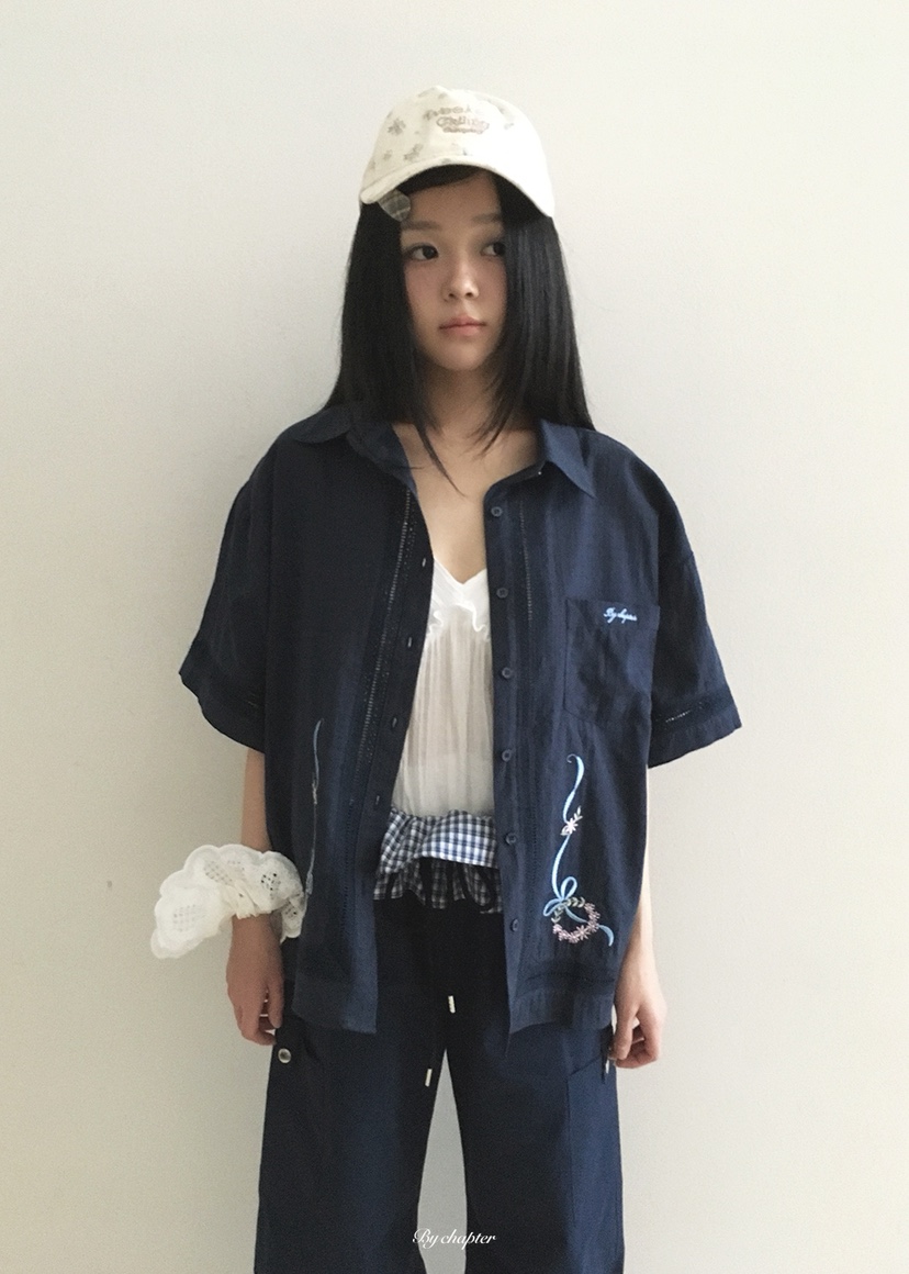 BY CHAPTER韓國代購女士新品熱賣推薦人氣襯衫蕾絲衫刺繡BY Chapter襯衫/蕾絲衫