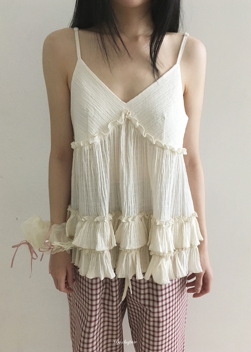 BY CHAPTER韓國代購女裝新款26夏季26春夏人氣休閑吊帶背心BY Chapter吊帶/背心圖色2奶油色