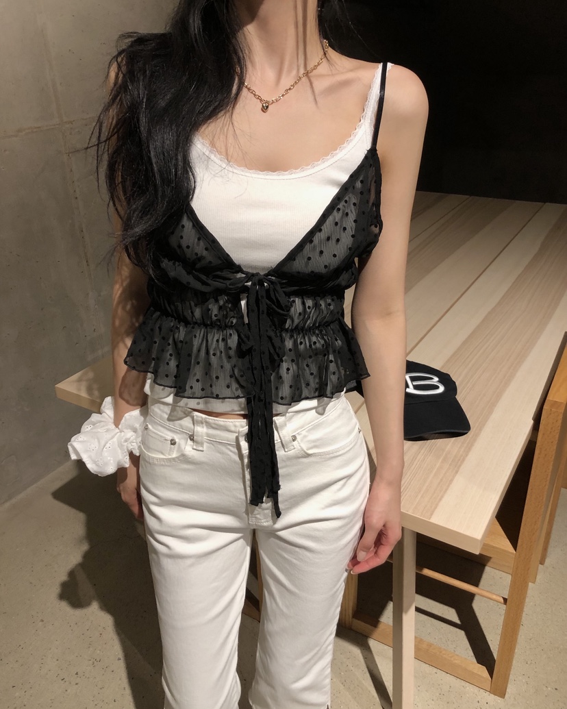 OKIE韓國東大門代購女士新品26春夏職業休閑吊帶背心透視OKIE吊帶/背心