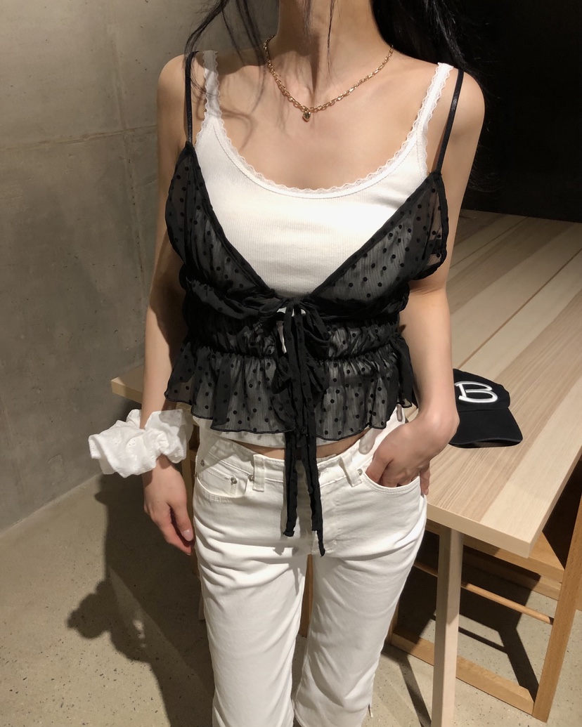OKIE韓國東大門代購女士新品26春夏職業休閑吊帶背心透視OKIE吊帶/背心