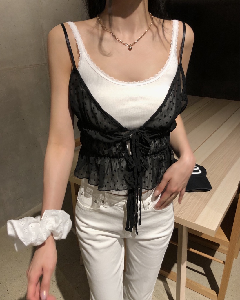 OKIE韓國東大門代購女士新品26春夏職業休閑吊帶背心透視OKIE吊帶/背心